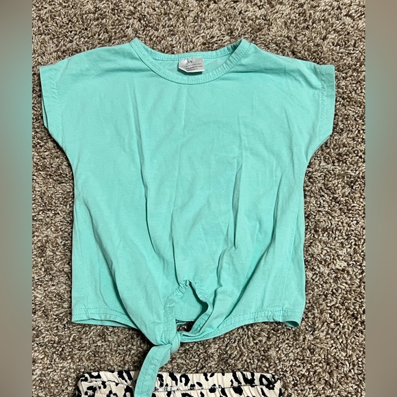 Boutique Mint Shirt & Leopard Long Flare Pants, size XS: 12-18 months - Picture 2 of 5
